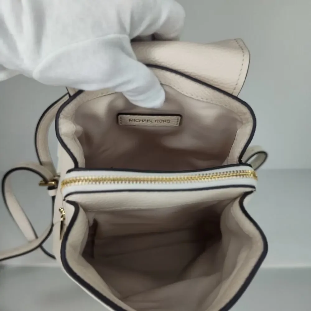 Michael Kors Quinn Leather Flap Backpack - Light Cream/Ivory - NWT